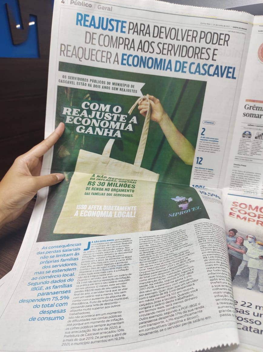 Carta pública: “Reajuste para devolver poder de compra aos servidores e reaquecer a economia de Cascavel”