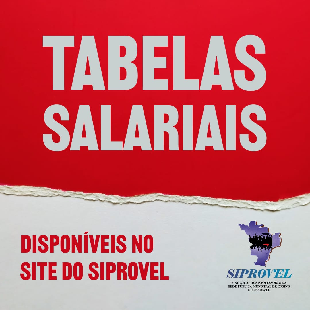 Tabelas Salariais atualizadas já estão disponíveis no site do Siprovel