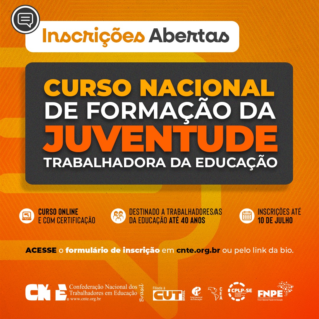 Abertas as inscrições para curso de formação de jovens trabalhadores/as da educação